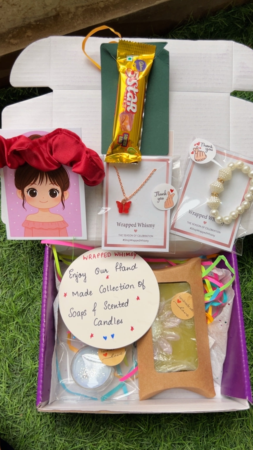 Valentine Special Gift Hamper for Her with Jewellery, Scented Candle & Handmade Soap