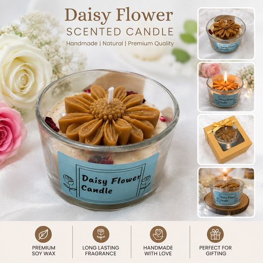 Daisy flower scented candle - Beige, Pack of 1