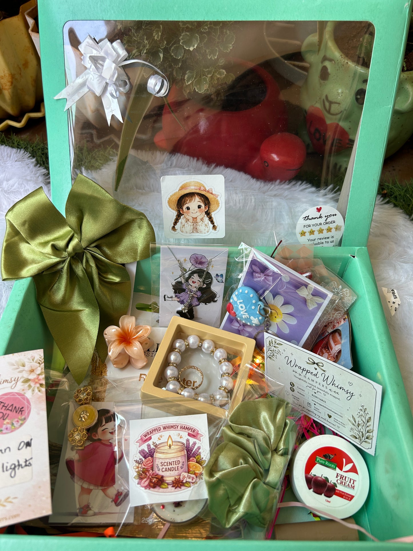Wrapped Whimsy Premium Handmade Gift Hamper for Women | Candle, Jewelry, Keychain & Self-Care Gift Box