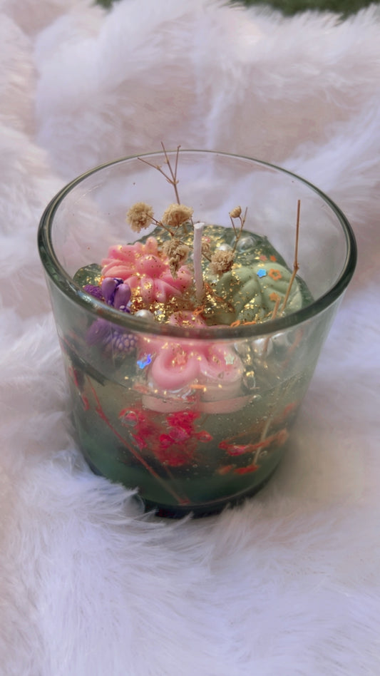 Premium nature theme glass jar candle