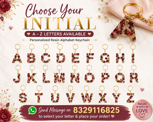 Resin Alphabets Keychain for Gifting - Pack of 2