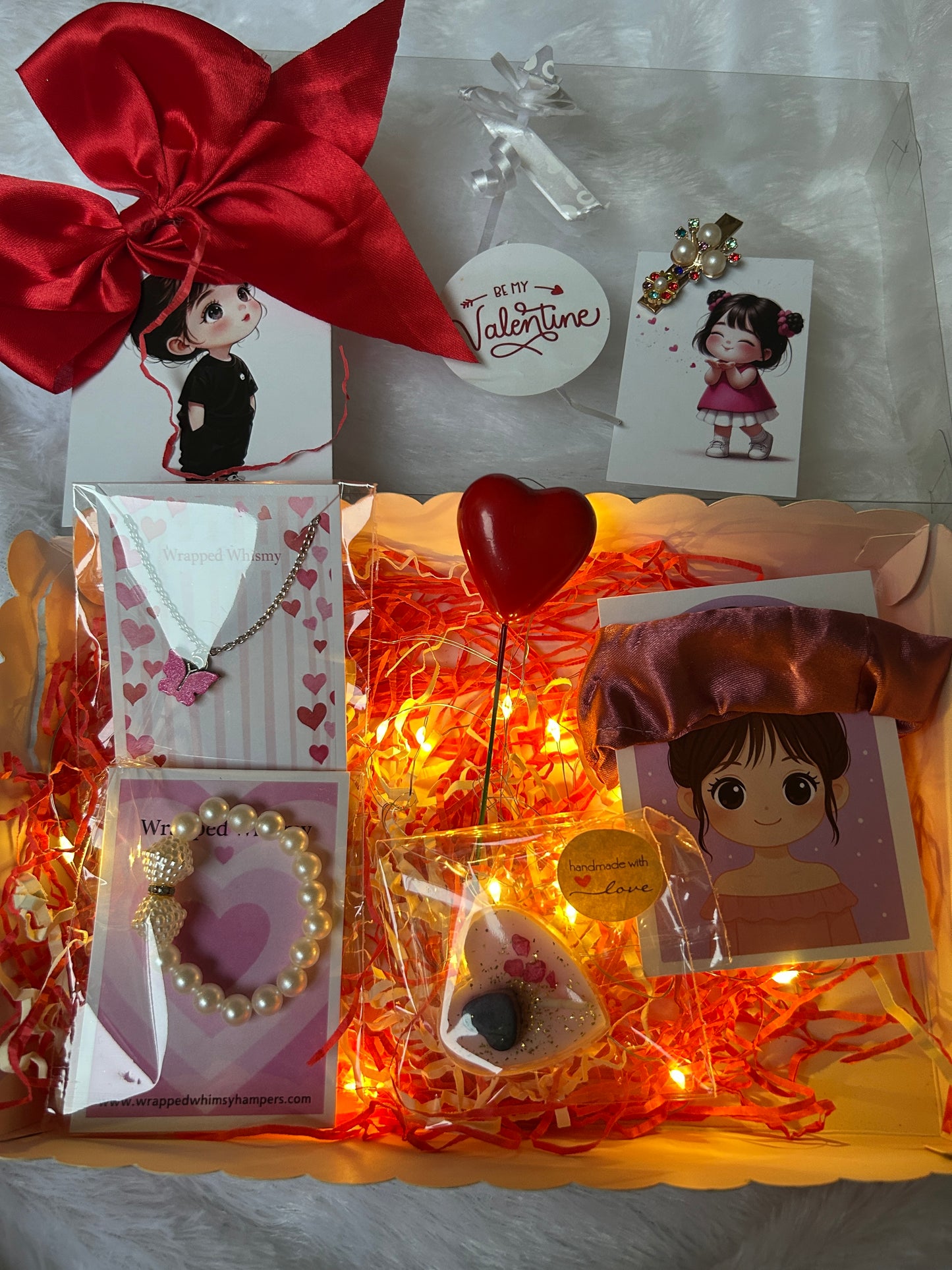 Premium Valentine Gift Hamper for Her | Jewellery, Bracelet, Heart Soap & Greeting Card | Romantic Gift Box for Girlfriend, Wife, Bestie