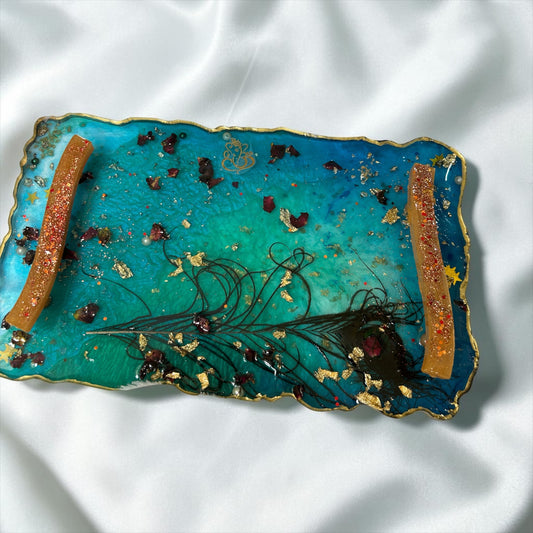 Resin Peacock feather Tray for daily use