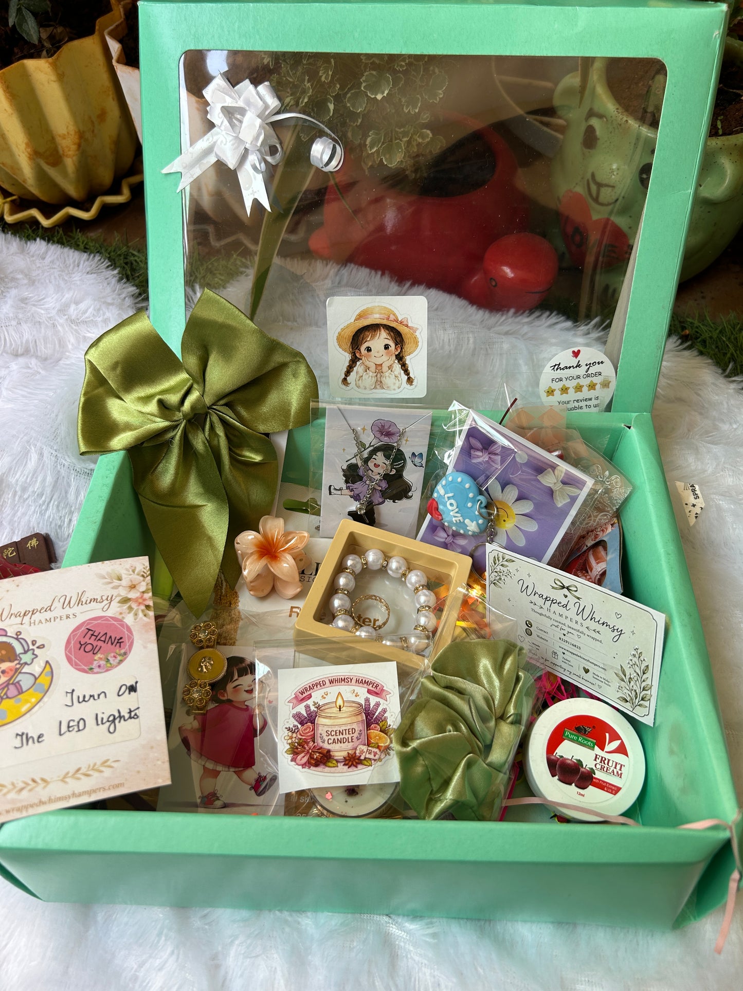 Wrapped Whimsy Premium Handmade Gift Hamper for Women | Candle, Jewelry, Keychain & Self-Care Gift Box