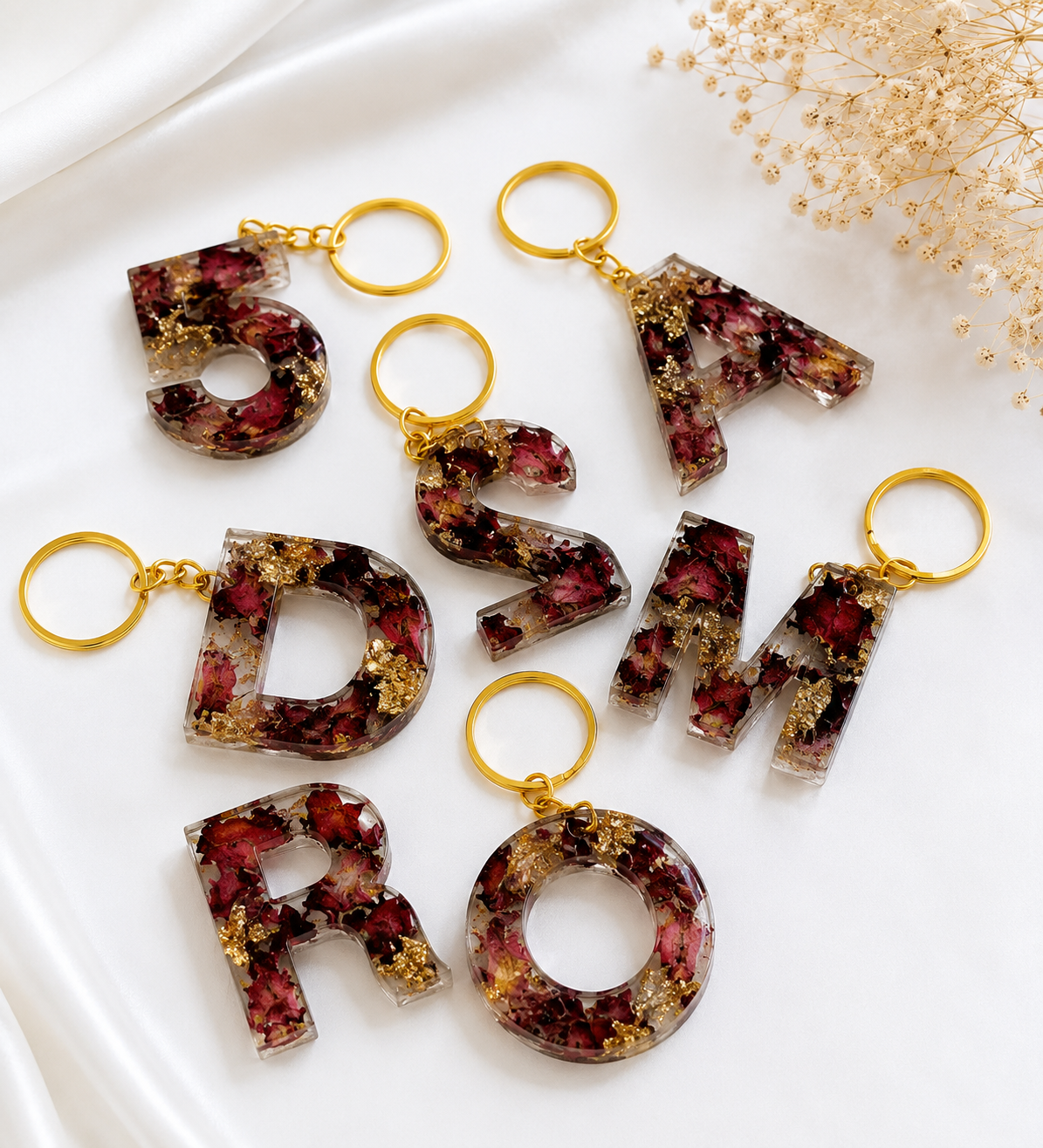 Resin Alphabets Keychain for Gifting - Pack of 2