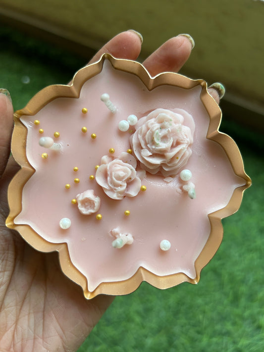 Floral Urli Scented Candle | Handmade Pink Flower Urli Candle with 4 Wicks | Luxury Home Decor & Festive Gift for Diwali, Wedding, Return Gifts