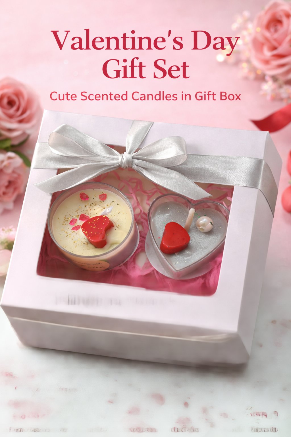 Valentine’s Day Scented Candle Gift Set – Romantic Heart Candles in Gift Box