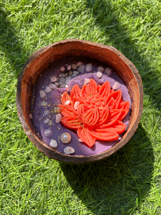 Handmade Lotus Candle in Coconut Shell | Luxury Decorative Candle