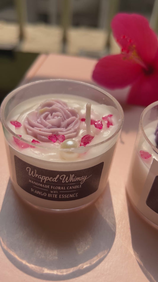Handmade Floral Scented Candle – Mango Bite Essence | Pack of 2