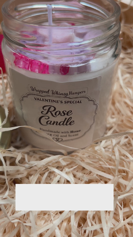 Valentine’s Special Rose Candle | Handmade Scented Candle with Rose Essence Oil